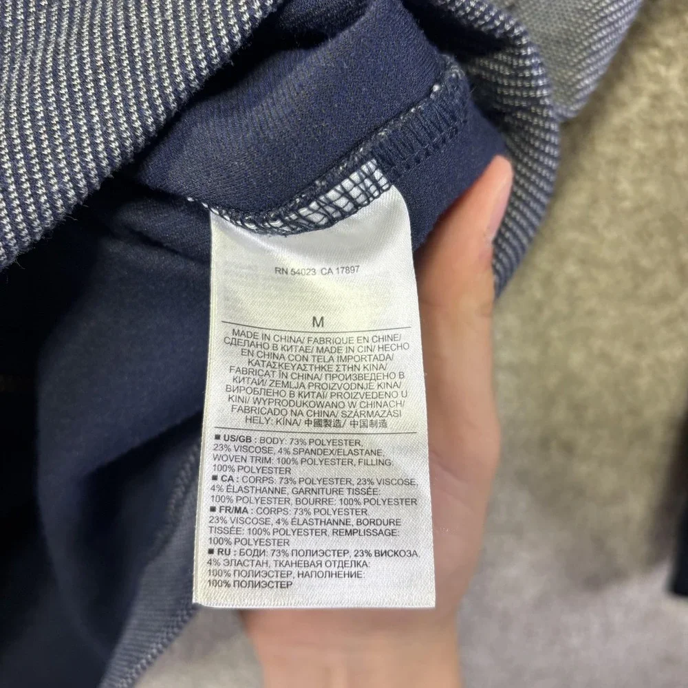 Banana‎ Republic Jacket Mens Medium Blue Quilted Full Zip Herringbone Stretch